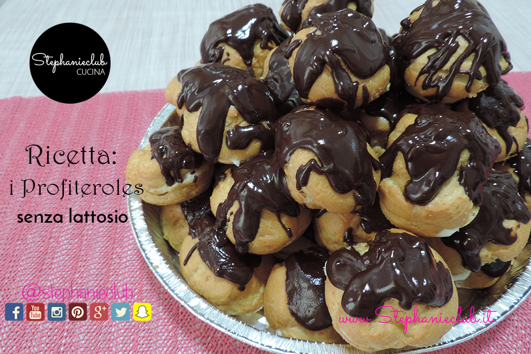 I miei Profiteroles senza lattosio con crema di latte ricoperti di cioccolato